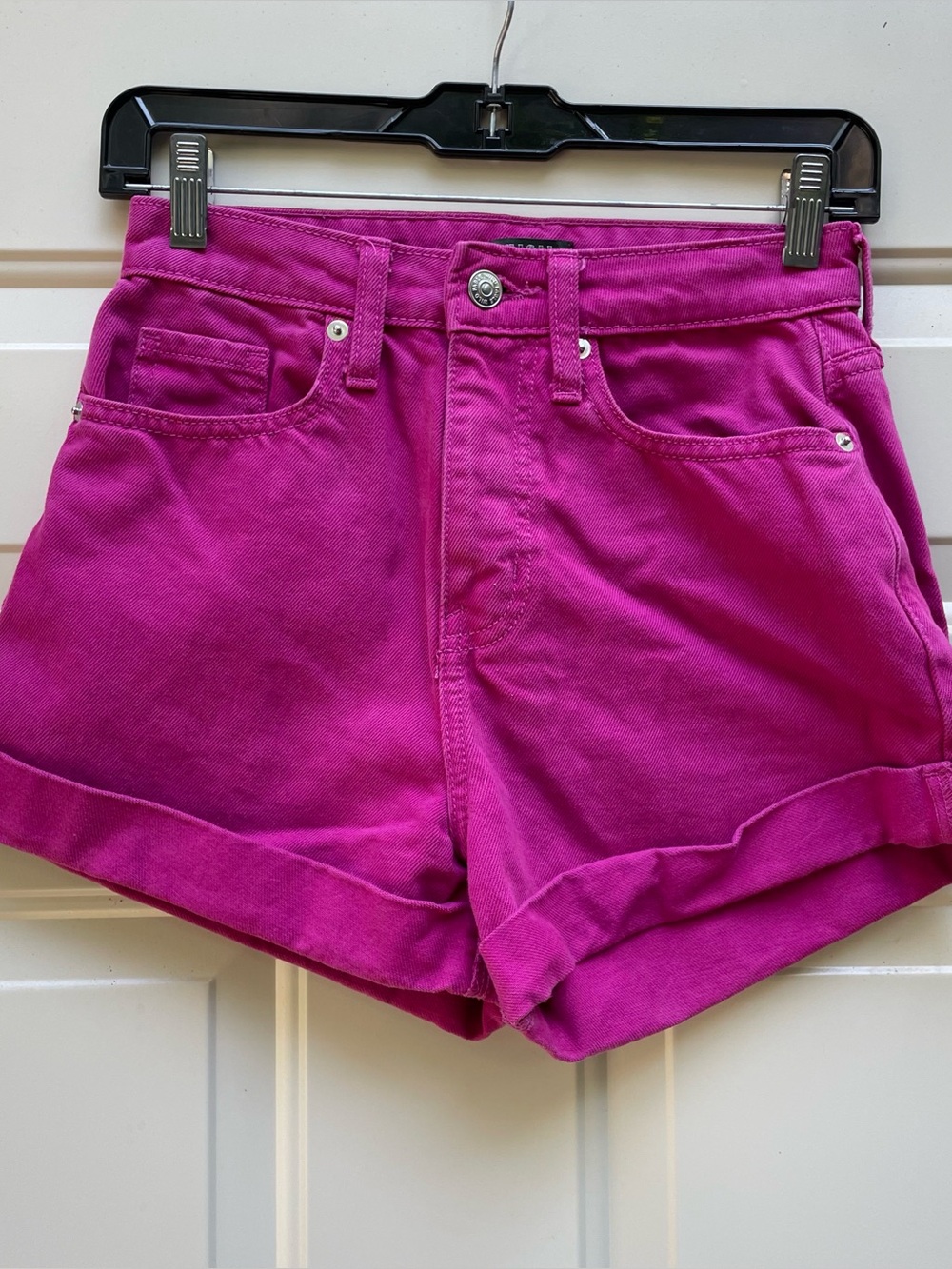 Wild Fable hot pink cuffed denim Highest rise Mom jean shorts Women 00/24